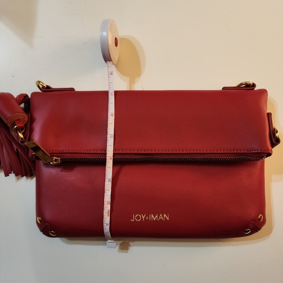 JOY & IMAN Red Genuine Leather Clutch Tassel Detail EUC - Picture 14 of 14